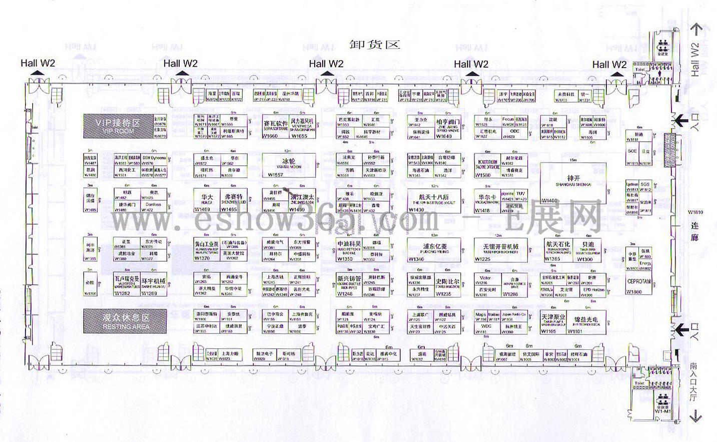 2012cippe第四届中国（上海）国际石油化工技术装备展览会的平面图