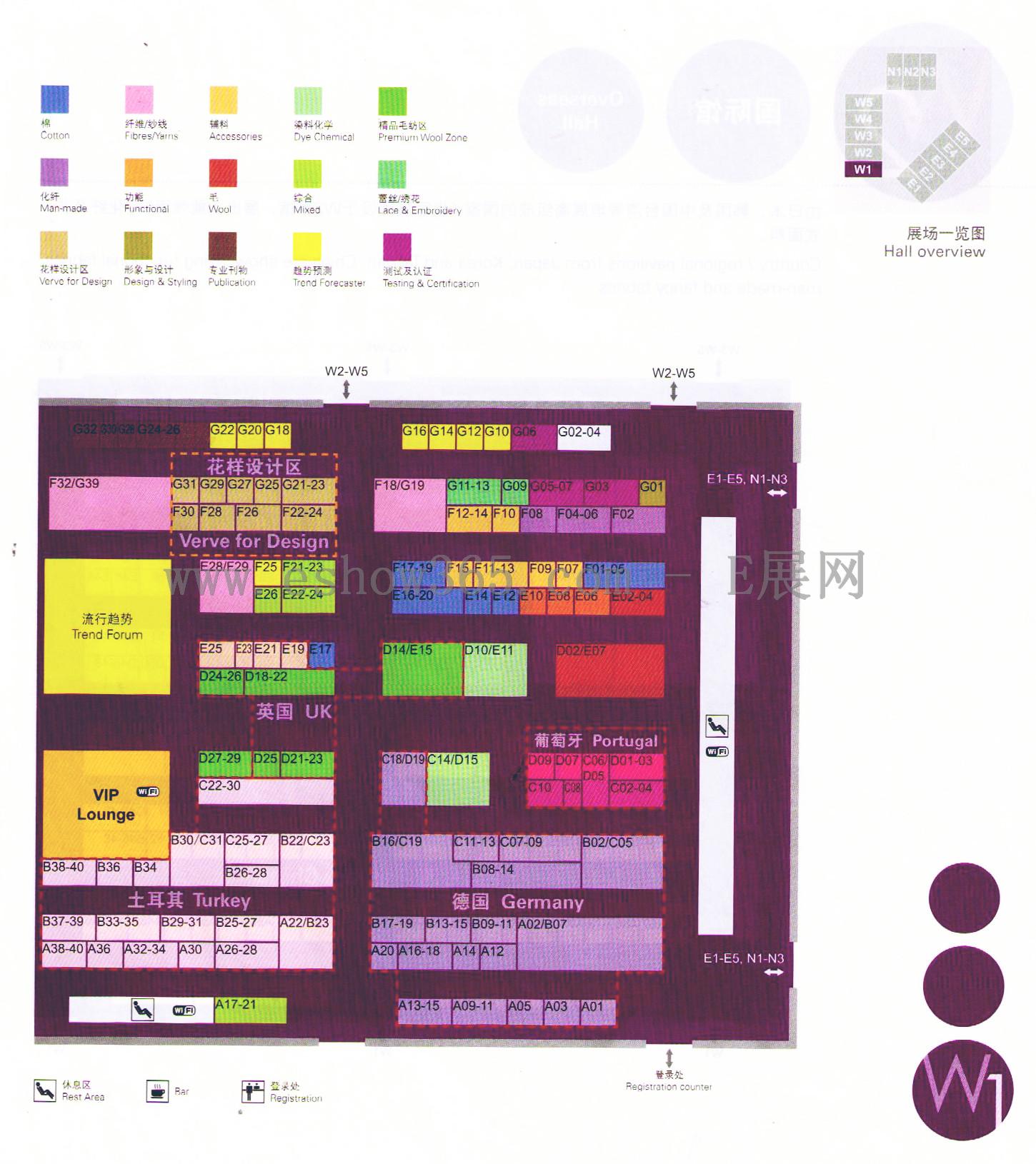 2012中国国际纺织面料及辅料（秋冬）博览会的平面图