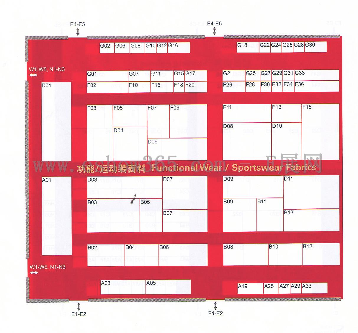 2012中国国际纺织面料及辅料（秋冬）博览会的平面图
