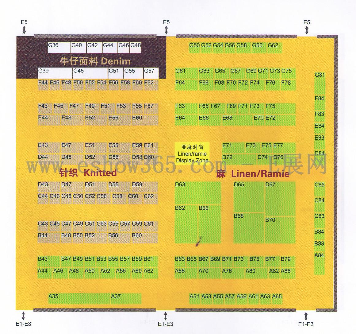 2012中国国际纺织面料及辅料（秋冬）博览会的平面图