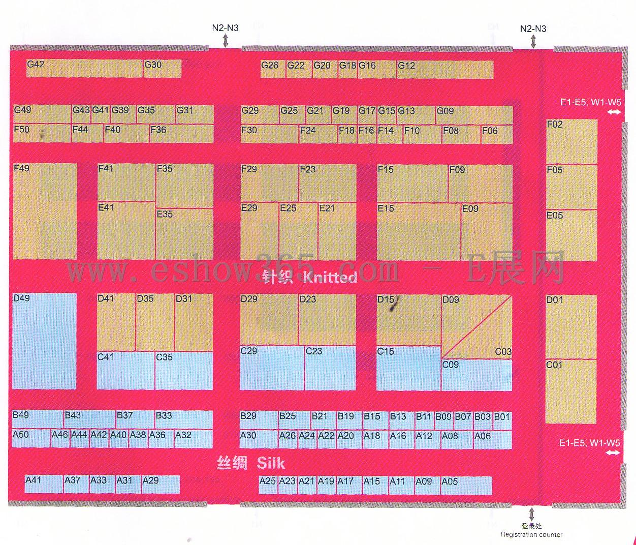 2012中国国际纺织面料及辅料（秋冬）博览会的平面图