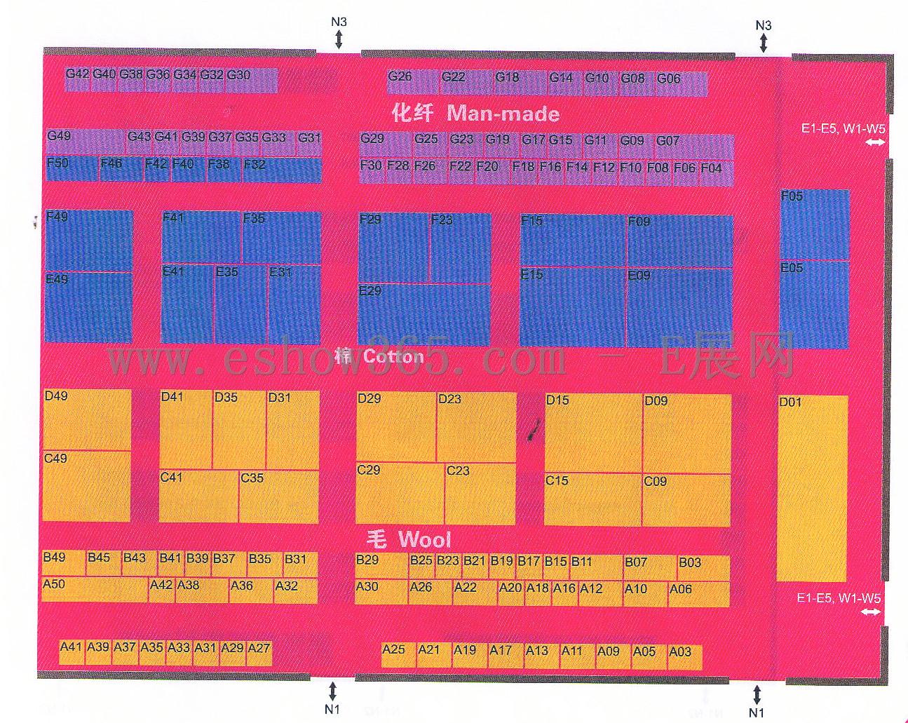 2012中国国际纺织面料及辅料（秋冬）博览会的平面图