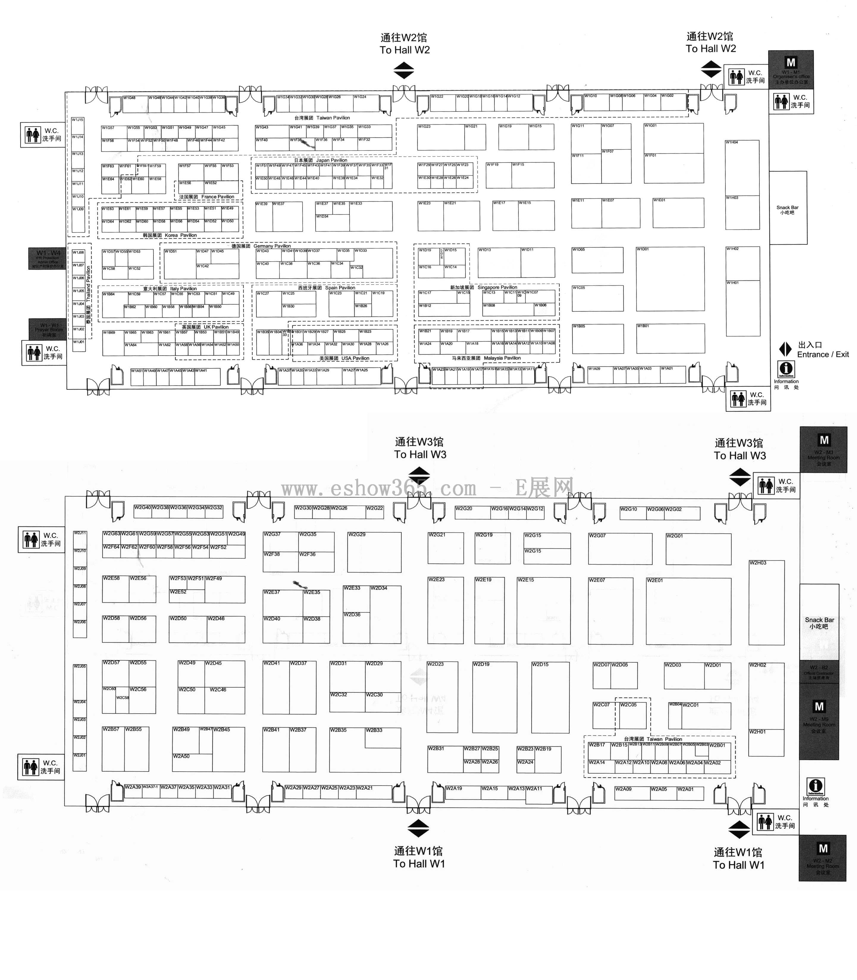 2012上海国际汽车零配件、维修检测诊断设备及服务用品展览会的平面图