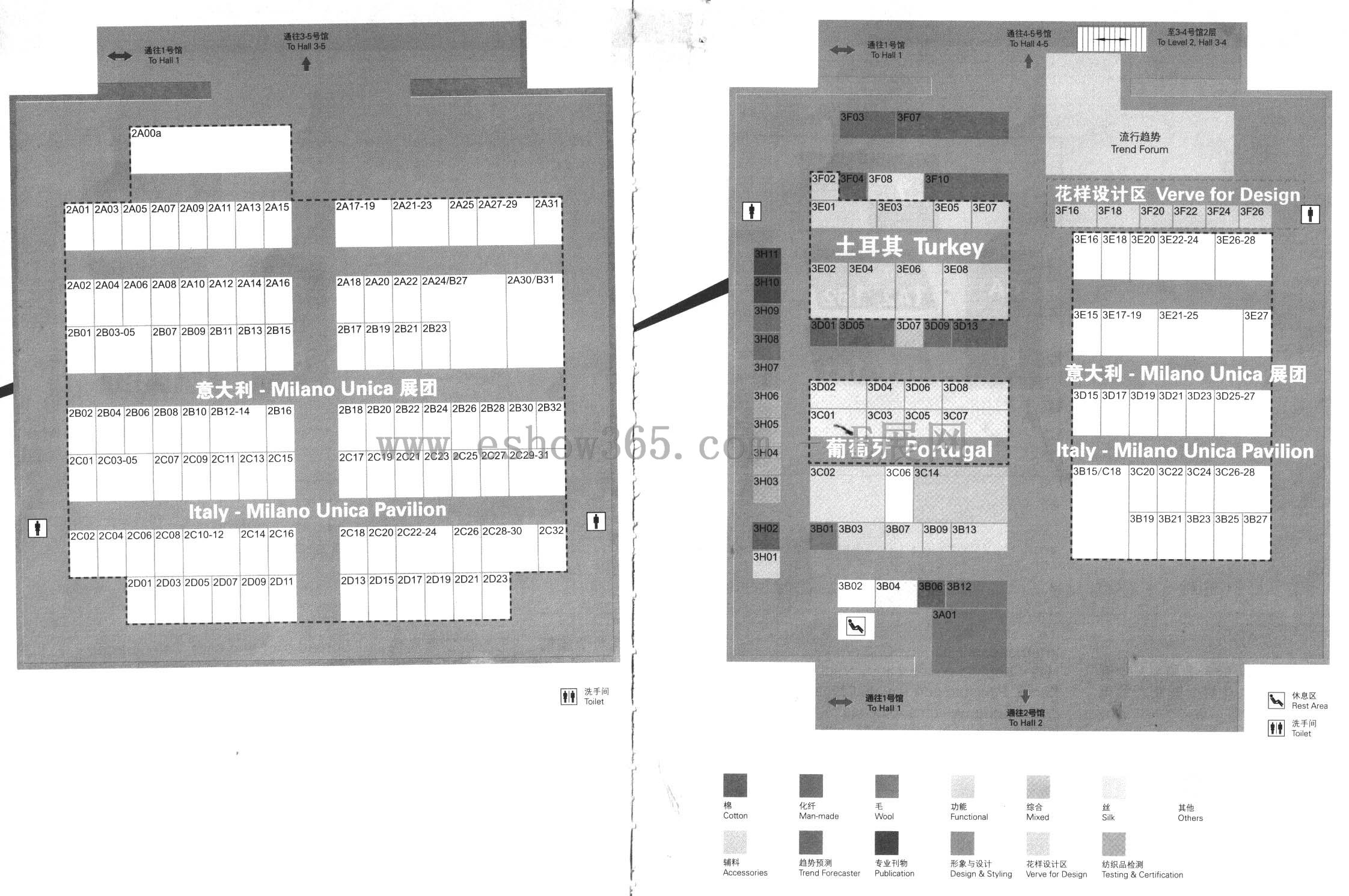 2013中国国际纺织面料及辅料（春夏）博览会的平面图